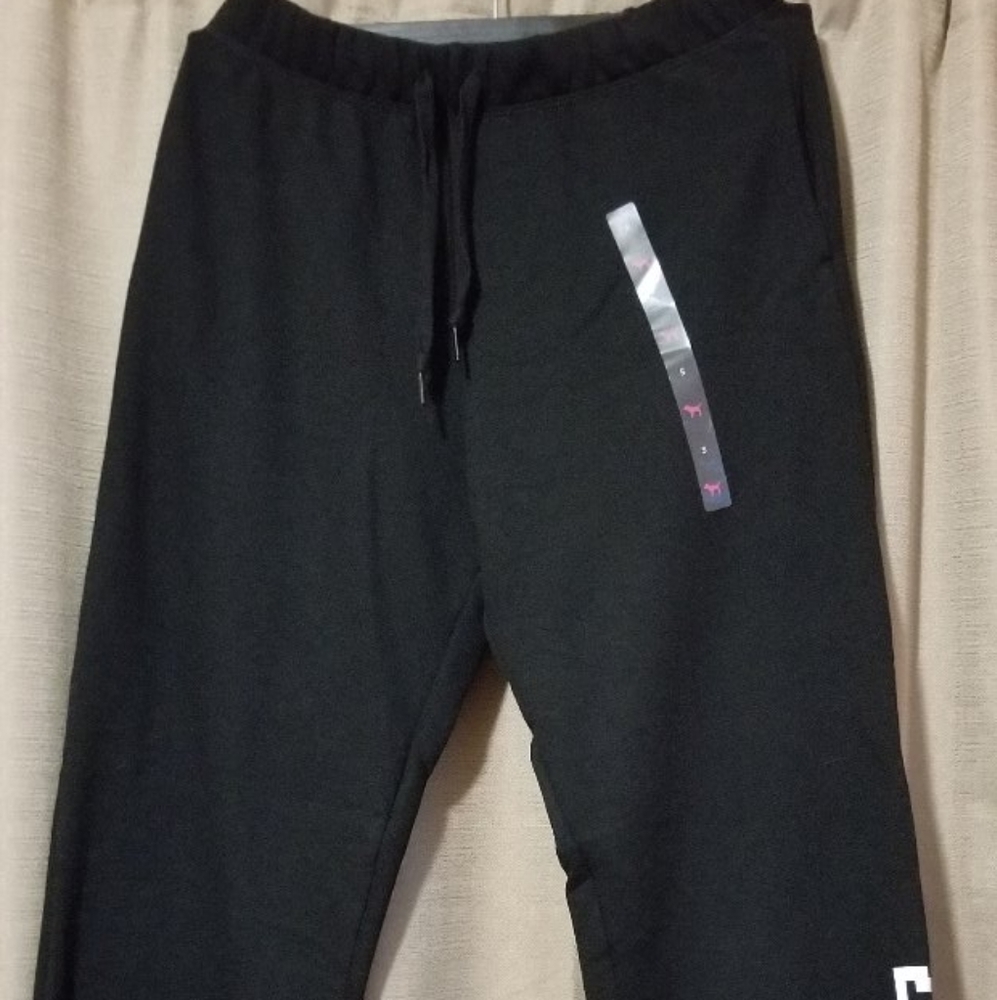SOLD..NWT VS PINK Black Boyfriend Sweatpants-S - Picture 5 of 8